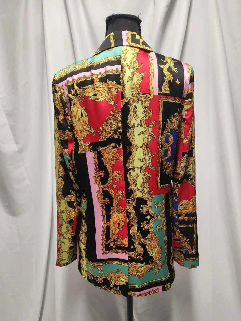 INDUSTRY Baroque Print Blazer S/P Colorful Statement Jacket Chain Print Bold - Picture 4 of 7